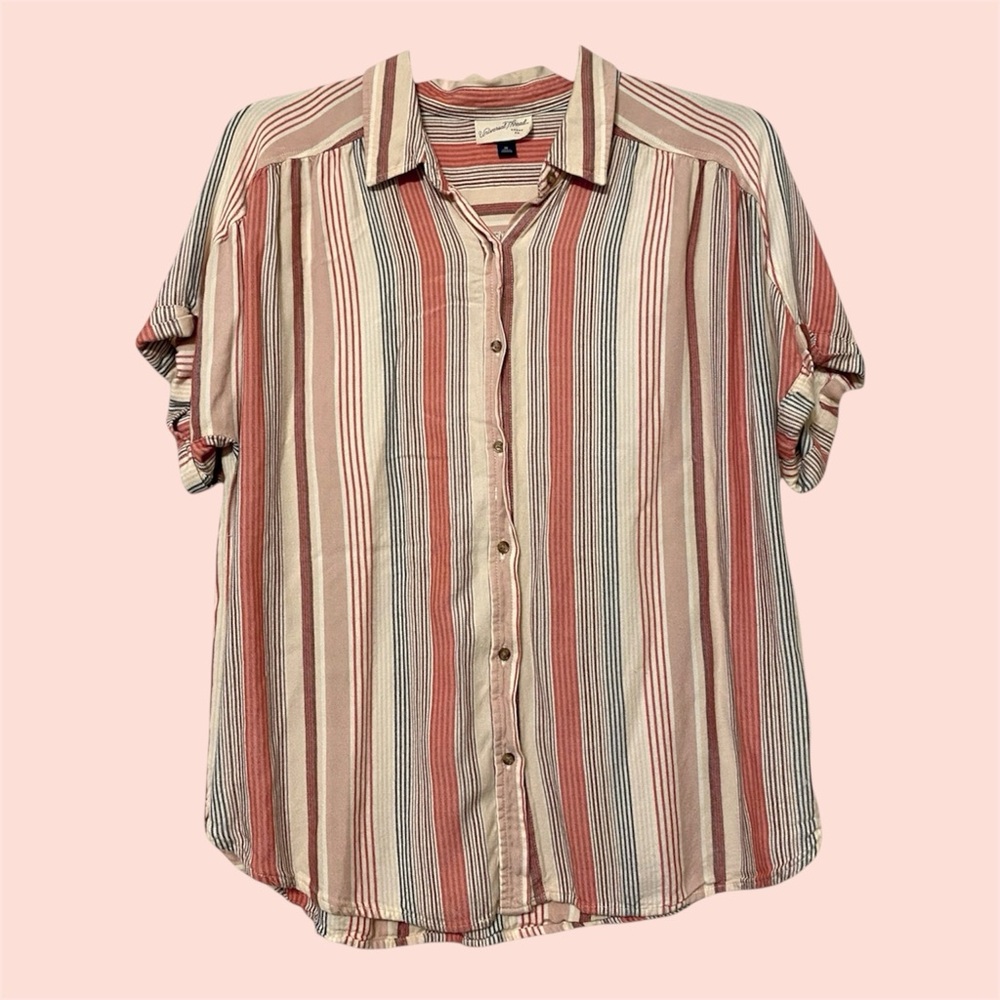Universal Thread Super Soft Striped Button-Up Retro Top